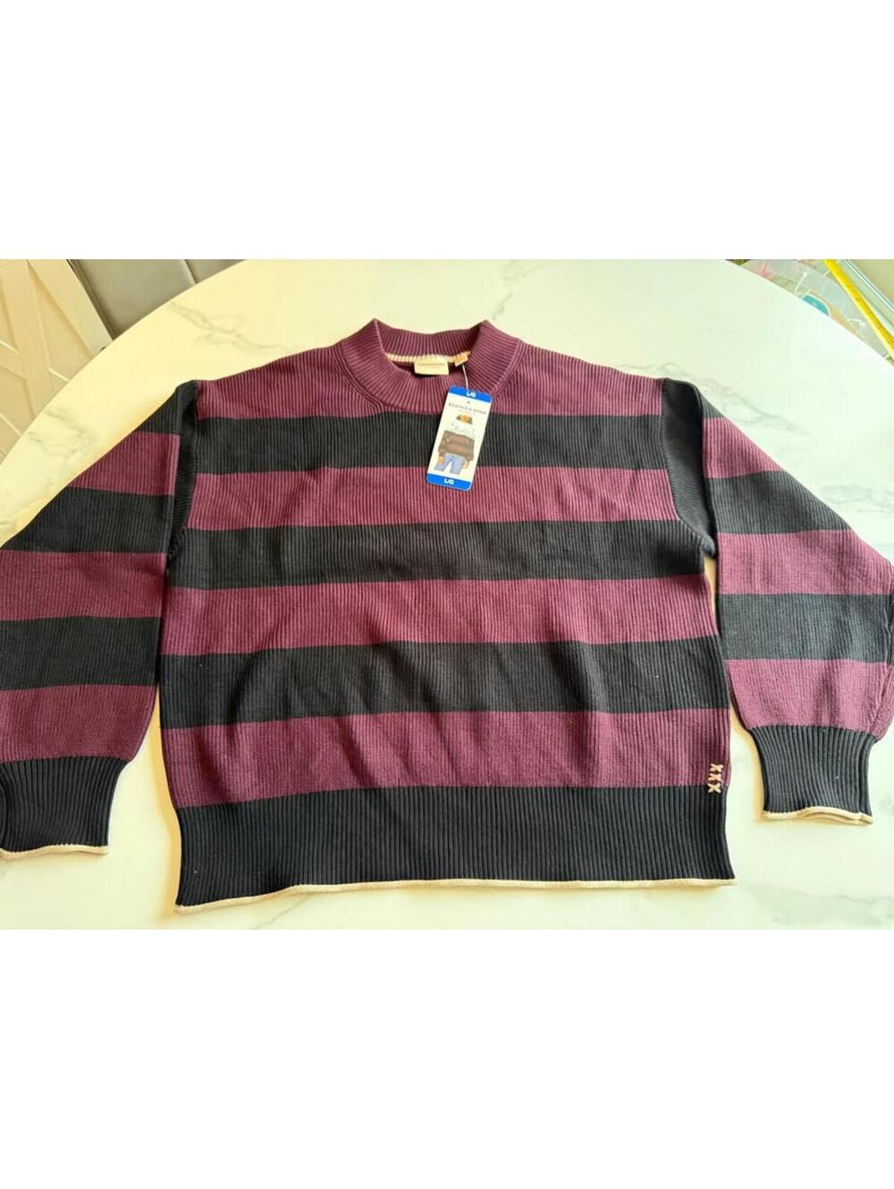 Scotch & Soda Striped Ribbed Mock Neck Sweater L/G